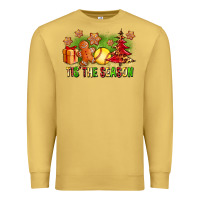 Antique Gold Tis The Season Christmas With Softball And Gingerbread Man Premium Sweatshirt - FaDigitalArtStudio