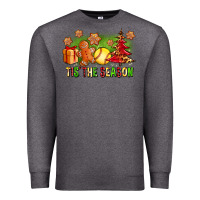Charcoal Heather Tis The Season Christmas With Softball And Gingerbread Man Premium Sweatshirt - FaDigitalArtStudio