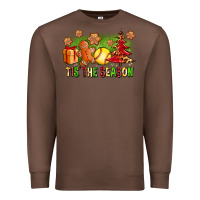 Chestnut Tis The Season Christmas With Softball And Gingerbread Man Premium Sweatshirt - FaDigitalArtStudio