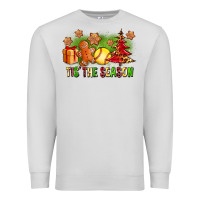 Dove Grey Tis The Season Christmas With Softball And Gingerbread Man Premium Sweatshirt - FaDigitalArtStudio