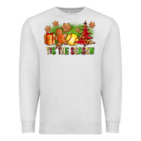 Oatmeal Heather Tis The Season Christmas With Softball And Gingerbread Man Premium Sweatshirt - FaDigitalArtStudio