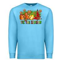 Ocean Blue Tis The Season Christmas With Softball And Gingerbread Man Premium Sweatshirt - FaDigitalArtStudio