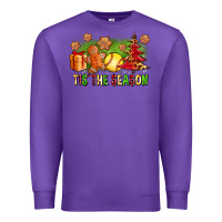 Purple Tis The Season Christmas With Softball And Gingerbread Man Premium Sweatshirt - FaDigitalArtStudio