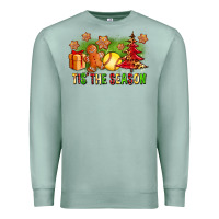 Seafoam Tis The Season Christmas With Softball And Gingerbread Man Premium Sweatshirt - FaDigitalArtStudio