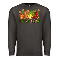 Smoke Tis The Season Christmas With Softball And Gingerbread Man Premium Sweatshirt - FaDigitalArtStudio