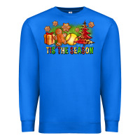 True Royal Tis The Season Christmas With Softball And Gingerbread Man Premium Sweatshirt - FaDigitalArtStudio