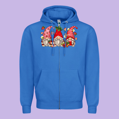 Strawberry Gnomes Zipper Hoodie Designed By Zillion Design Studio