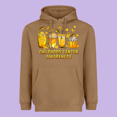 Childhood Cancer Awareness Coffee Cups Heavyweight Hoodie Designed By Texasbilliewilder