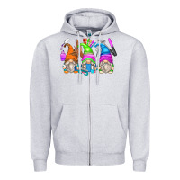 Heather Grey nail tech gnomes Zipper Hoodie - Zillion Design Studio