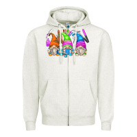 Oatmeal Heather nail tech gnomes Zipper Hoodie - Zillion Design Studio