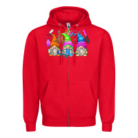 Red nail tech gnomes Zipper Hoodie - Zillion Design Studio