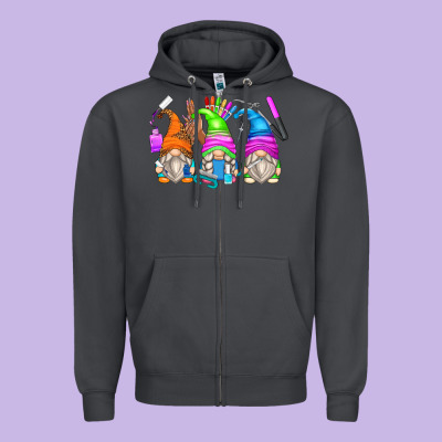 Nail Tech Gnomes Zipper Hoodie Designed By Zillion Design Studio