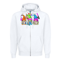 White nail tech gnomes Zipper Hoodie - Zillion Design Studio