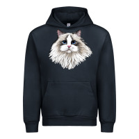 Navy Ragdoll Face Cat Urban Hoodie - LillyAllenDesigns