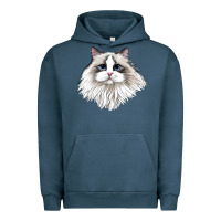 Pigment Midnight Navy Ragdoll Face Cat Urban Hoodie - LillyAllenDesigns