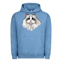 Pigment Pebble Blue Ragdoll Face Cat Urban Hoodie - LillyAllenDesigns