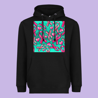Cancer Ribbon With Heart Heavyweight Hoodie Designed By Texasbilliewilder