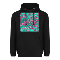 Black Cancer Ribbon with Heart Heavyweight Hoodie - texasbilliewilder