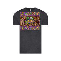 Vintage Black mardi gras fleur de lis hearts leopard glitter Vintage Tee - Artiststas