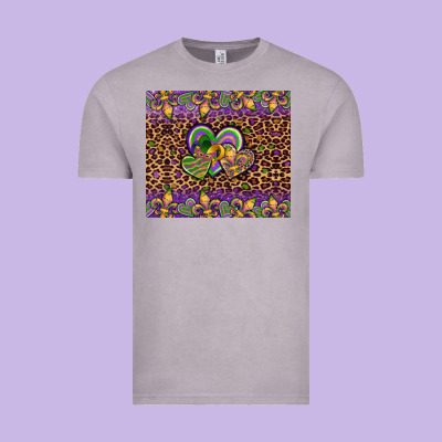 Mardi Gras Fleur De Lis Hearts Leopard Glitter Vintage Tee Designed By Artiststas