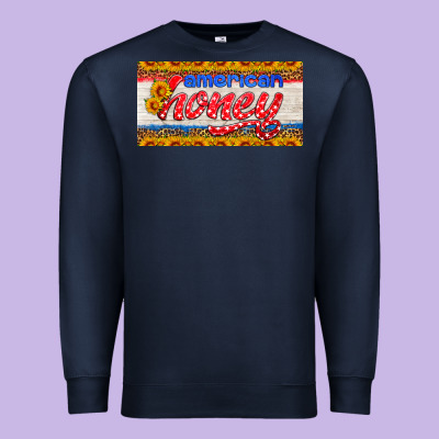 American Honey Sunflower License Plate Premium Sweatshirt Designed By Hra Design Shop