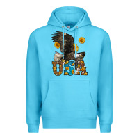 Ocean Blue Western Usa Eagle Premium Hoodie - LillyAllenDesigns