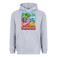 Heather Grey hello summer skeleton Heavyweight Hoodie - Zillion Design Studio