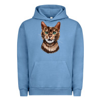Pigment Pebble Blue Bengal Cat Face Urban Hoodie - LillyAllenDesigns