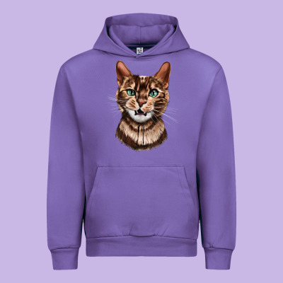 Bengal Cat Face Urban Hoodie Designed By Lillyallendesigns
