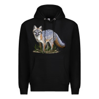 Black Gray Fox Premium Hoodie - LillyAllenDesigns
