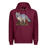 Burgundy Gray Fox Premium Hoodie - LillyAllenDesigns