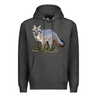 Charcoal Heather Gray Fox Premium Hoodie - LillyAllenDesigns