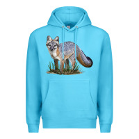 Ocean Blue Gray Fox Premium Hoodie - LillyAllenDesigns