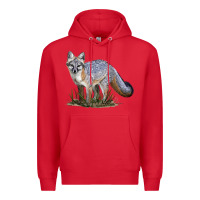 Red Gray Fox Premium Hoodie - LillyAllenDesigns