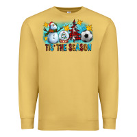 Antique Gold Tis The Season Christmas With Soccer Ball And Snowman Premium Sweatshirt - FaDigitalArtStudio