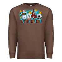 Chestnut Tis The Season Christmas With Soccer Ball And Snowman Premium Sweatshirt - FaDigitalArtStudio
