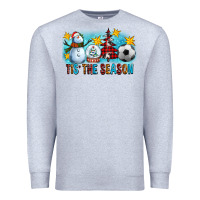 Heather Grey Tis The Season Christmas With Soccer Ball And Snowman Premium Sweatshirt - FaDigitalArtStudio