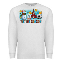 Oatmeal Heather Tis The Season Christmas With Soccer Ball And Snowman Premium Sweatshirt - FaDigitalArtStudio