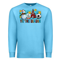 Ocean Blue Tis The Season Christmas With Soccer Ball And Snowman Premium Sweatshirt - FaDigitalArtStudio