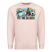 Pale Pink Tis The Season Christmas With Soccer Ball And Snowman Premium Sweatshirt - FaDigitalArtStudio