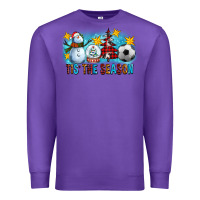 Purple Tis The Season Christmas With Soccer Ball And Snowman Premium Sweatshirt - FaDigitalArtStudio