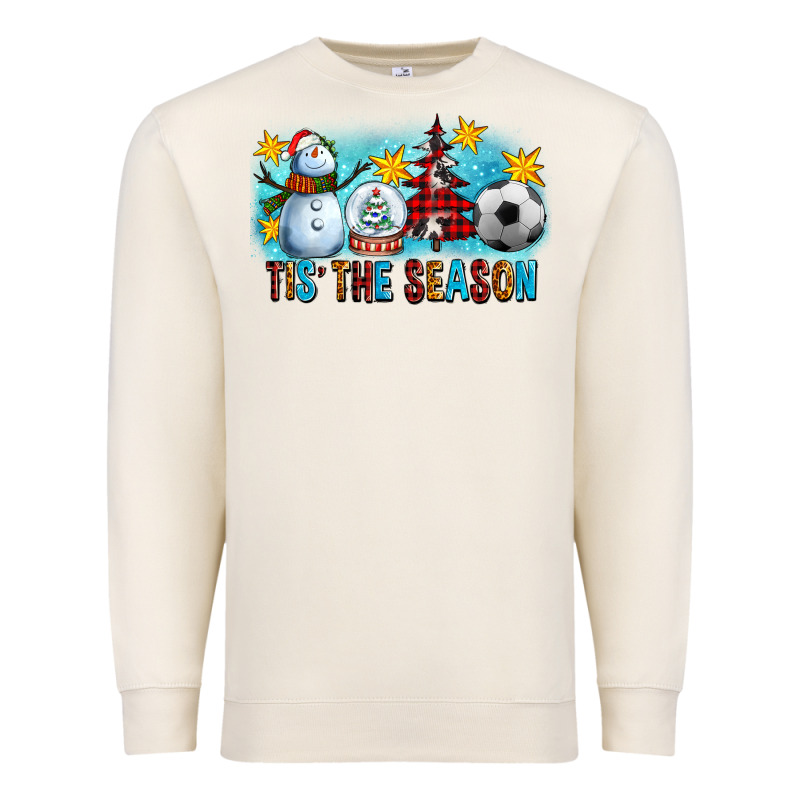 Tis The Season Christmas With Soccer Ball And Snowman Premium Sweatshirt by FaDigitalArtStudio | Teevron
