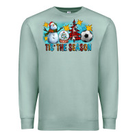 Seafoam Tis The Season Christmas With Soccer Ball And Snowman Premium Sweatshirt - FaDigitalArtStudio