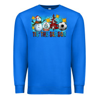 True Royal Tis The Season Christmas With Soccer Ball And Snowman Premium Sweatshirt - FaDigitalArtStudio