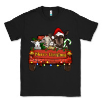 Black Merry Christmas Truck Farm Animals Classic Tee - RanaPortraitStore