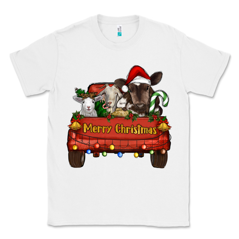 Merry Christmas Truck Farm Animals Classic Tee by RanaPortraitStore | Teevron