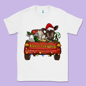 Merry Christmas Truck Farm Animals Classic Tee Designed By Ranaportraitstore
