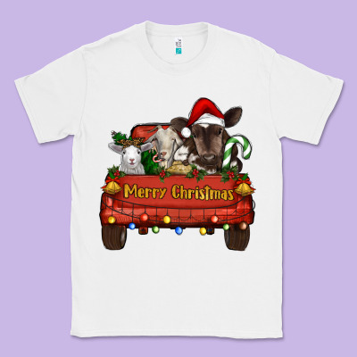 Merry Christmas Truck Farm Animals Classic Tee Designed By Ranaportraitstore
