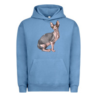 Pigment Pebble Blue Sphynx Cat Urban Hoodie - LillyAllenDesigns