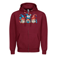 Burgundy american nurse gnomes Zipper Hoodie - Zillion Design Studio